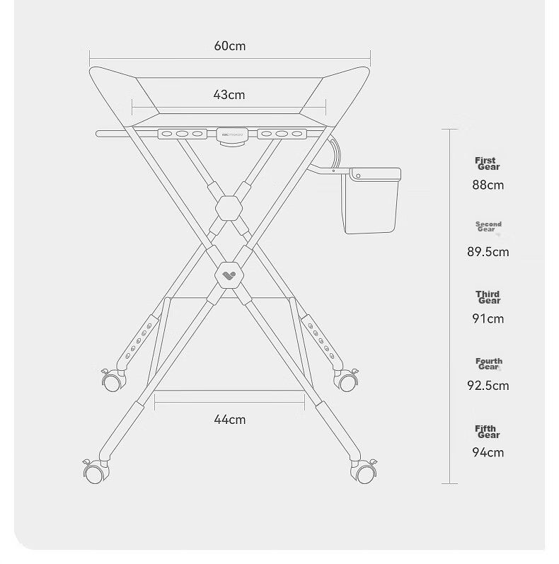 ABCMOKOO Saite Diaper Changing Table, Baby Care Station, Multifunctional Massage And Touch Table for Newborns, Diaper Changing Station - Cartoon Champagne Gold 35