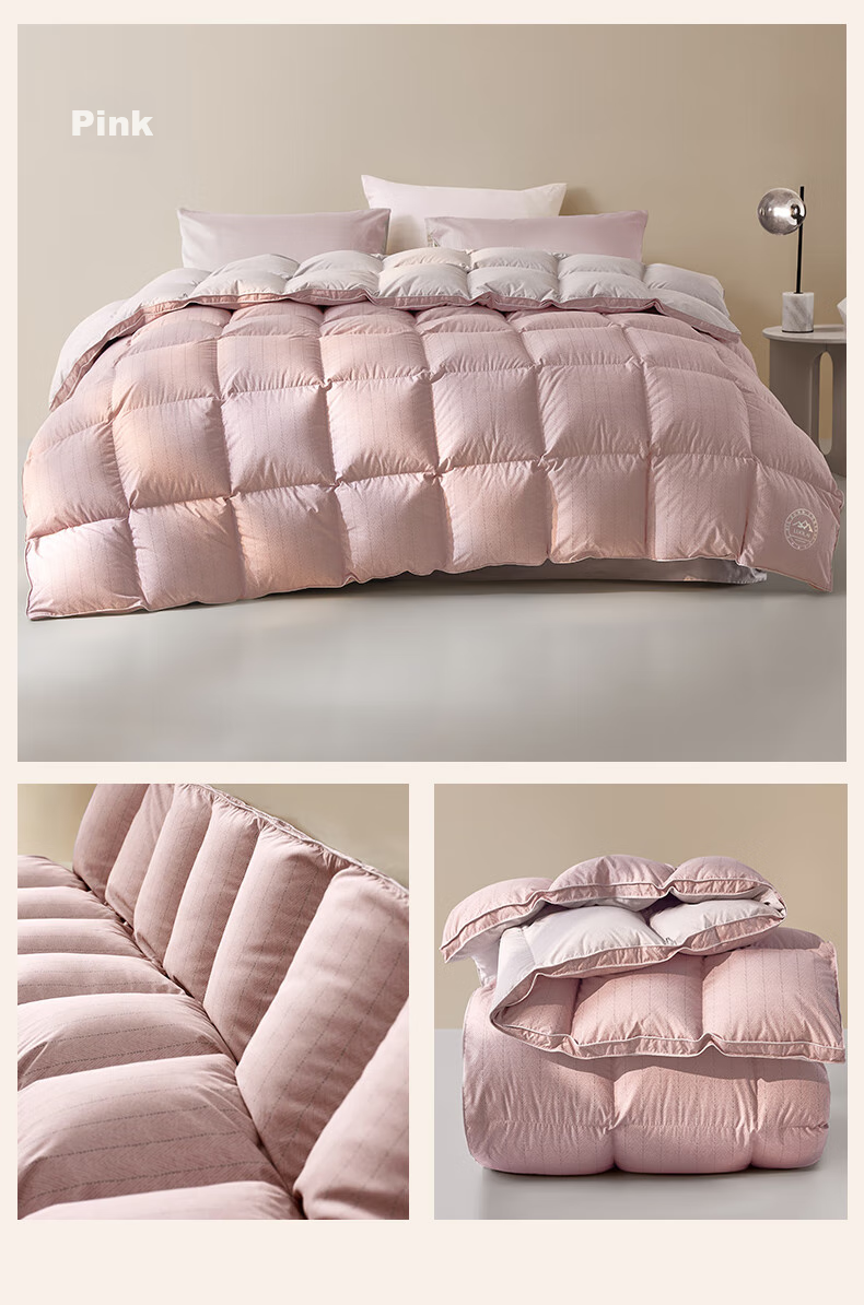 LUOLAI Home Textiles, down Comforter, 95% Goose Down, Machine Washable, Class A Anti-Mite, Warm Winter Duvet Insert, Approximately 4.3 Jin (2.15 Kg), Pink 14