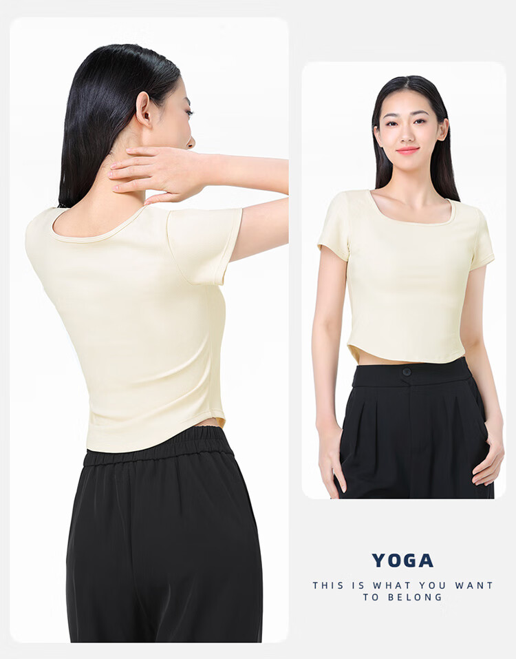 CAMEL Women's Yoga Top, Short-Sleeved, Breathable, Quick-Drying Running Shirt, Fitness Wear, Lightweight Sports T-Shirt Y24BAT6009 21