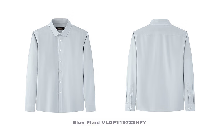 YOUNGOR Men's Shirt, Autumn Business Casual Long-Sleeve Shirt for Young Men, Blue Plaid, Size 38 16