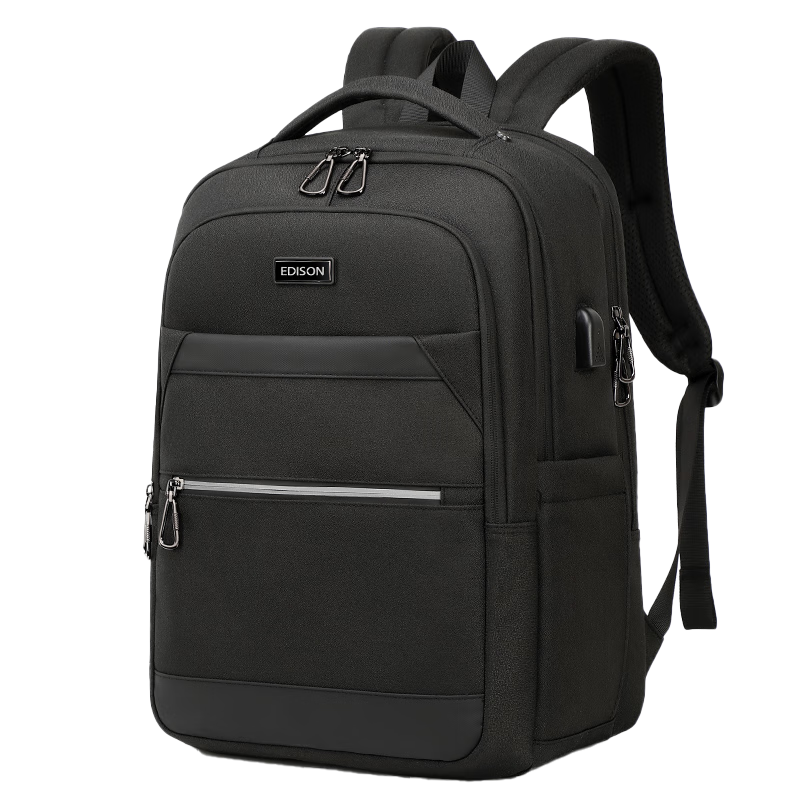 Edison Men's Backpack Business Travel Commute Laptop Bag Water-Resistant Backpack E02-1 Black