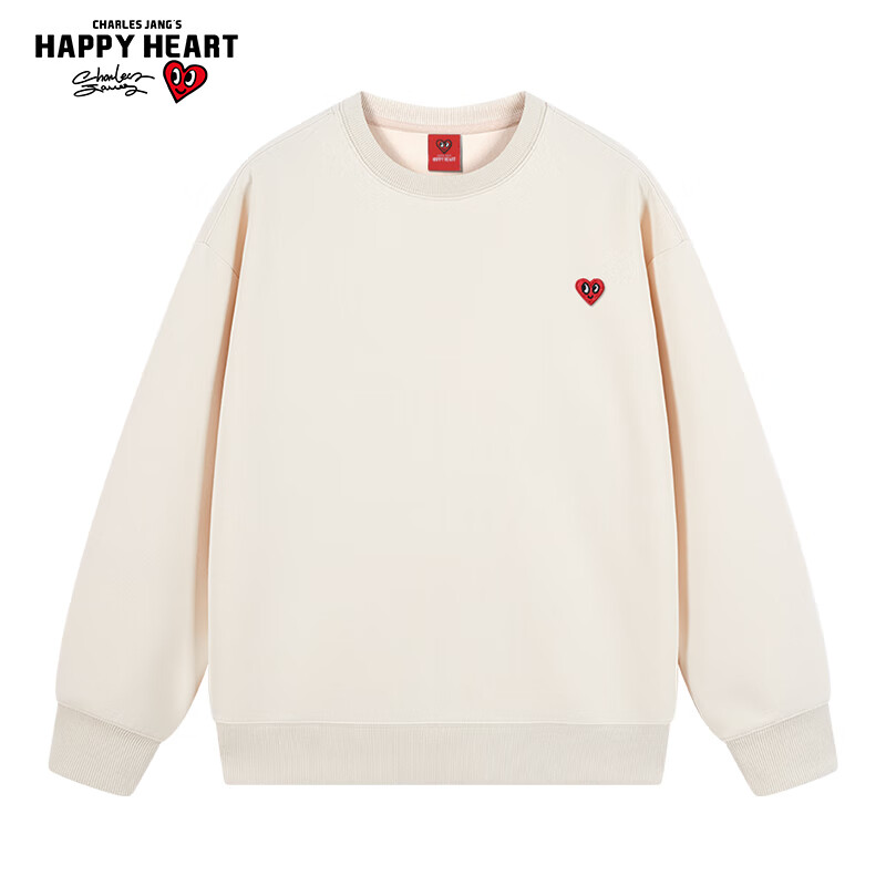 Chaersitaoxin [Bailu & Wang Churan Same Style], Pure Cotton Embroidered Crewneck Sweatshirt, Unisex Couple Style Base Layer, Light Khaki XL