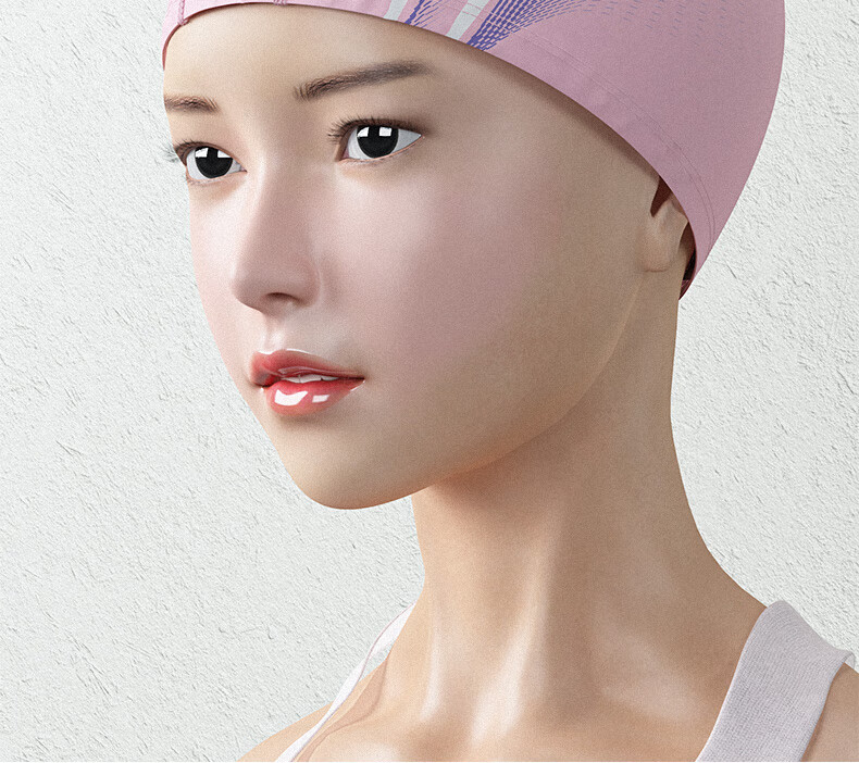 Li-Ning Swimming Cap, PU Waterproof, Long Hair Ear Protection, Comfortable Non-Binding, Fashionable Printed Coating for Men And Women, Swimming Cap 602-4 7