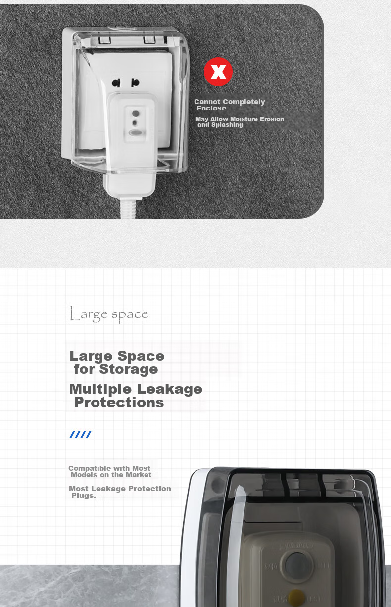 Xiya Smart Toilet Socket, Water Heater Bathroom Leakage Protection Plug, Waterproof Box, Surface-Mounted Outdoor Splash-Proof Box 4