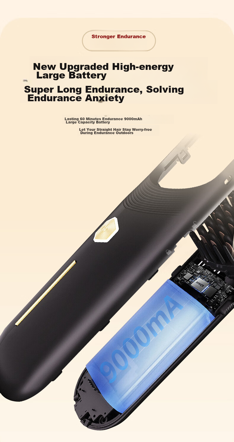 UBelle [Mid-Autumn Festival Gift] Cold Wind Wireless Straight Hair Brush, Negative Ion Hair Care, Non-Damaging Straightening Iron, Portable One-Comb Instant Smoothness, High Crown Frizz Improvement, Birthday Gift for Girlfriend 14