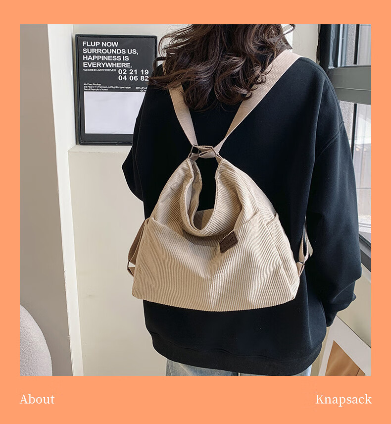 40,000 Kilometers Multifunctional 3-in-1 Single and Double Shoulder Commuter Corduroy Bag Large Capacity Shoulder Crossbody Tote Bag for Women 5