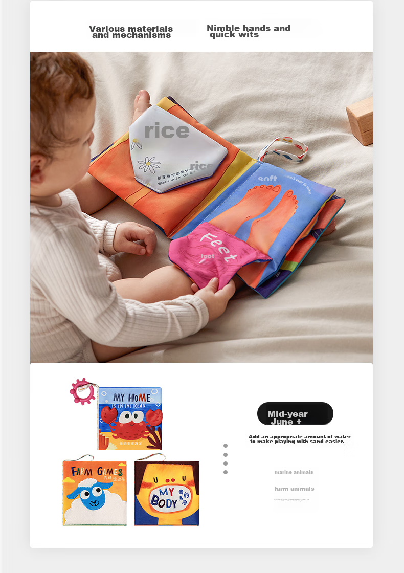 Babycare Baby Cloth Book, 3D Cognitive Tear-Resistant, for 6-12 Months, Parent-Child Interactive Toy - Advanced Level 3