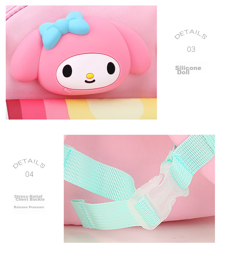 Hello Kitty Kindergarten Backpack for Girls, Preschool And Elementary School Students, Baby Outdoor Small Bag, Children's Backpack Gift T0109 Kuromi 10