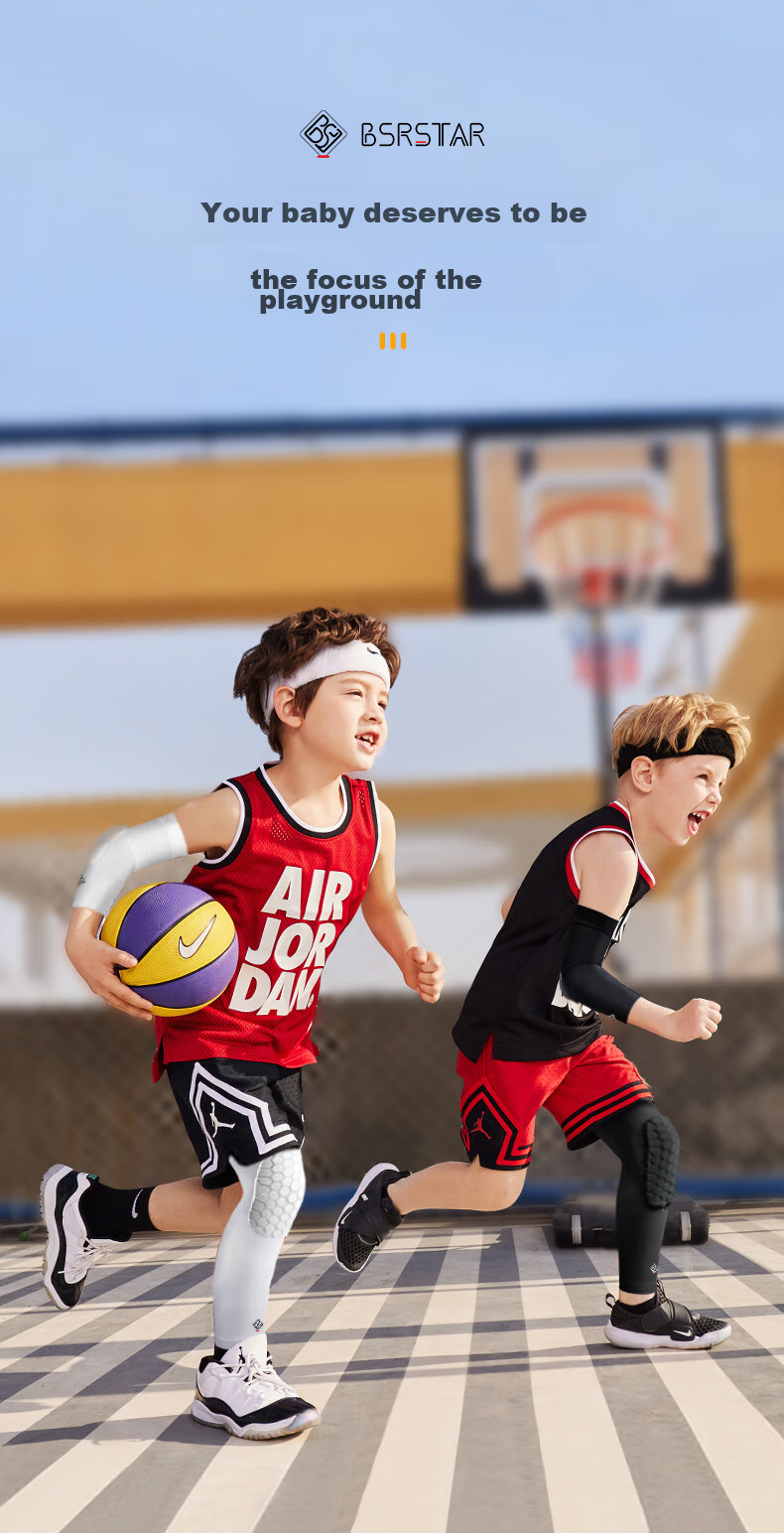 Bestray Children's Knee Pads, Basketball Anti-Fall, for Ages 6-12, Sports-Specific Cycling Set, Soccer Thin Anti-Collision Professional Protective Gear, Summer 5