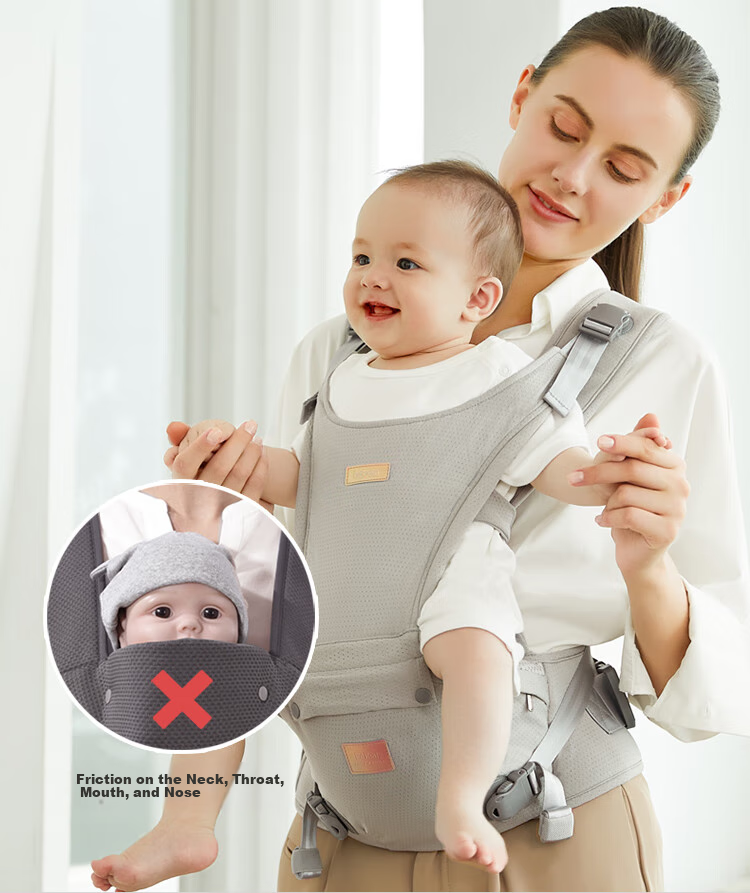 Bébéar Baby Carrier, Lightweight Waist Support Stool, All Seasons, 0-36 Months, Outdoor Baby-Carrying Essential, V26 Upgraded Version - Misty Gray 16