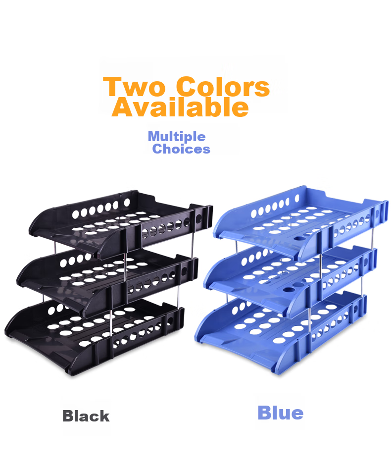 LISON Three-Tier File Tray, Blue Office Desk Organizer, Plastic File Holder, Document Storage Box, File Rack, 3C Digital Products, All-Net Low Price 7