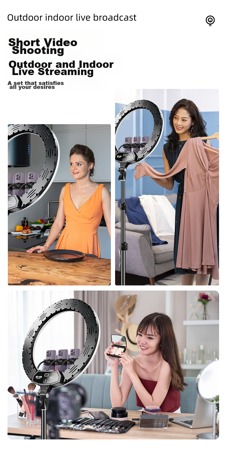 LATZZ 45cm Live Streaming Fill Light, LED Ring Photography Light, Dual Color Temperature Beauty Light, Large Aperture Soft Light, Popular Streamer Special, Outdoor Camera Phone Live Streaming Studio Lighting 22
