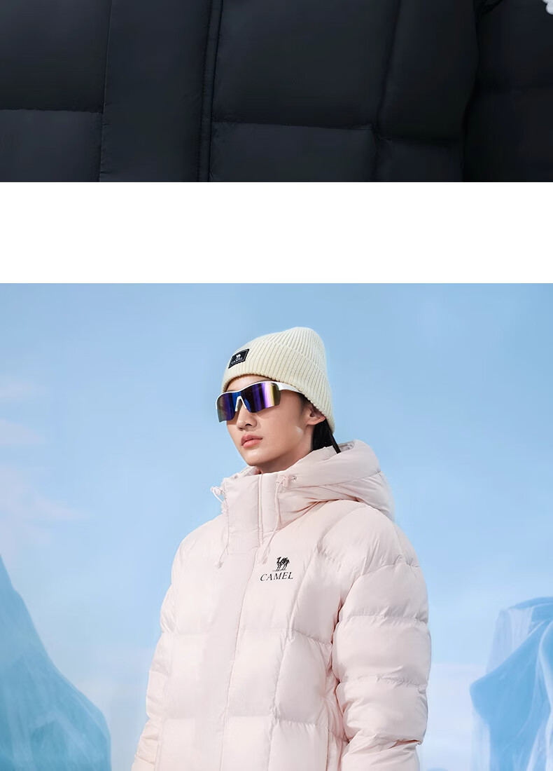CAMEL [Wang Junkai's Style] Mid-Length down Jacket for Men And Women, Graphene Warm Coat W34CR07614 24
