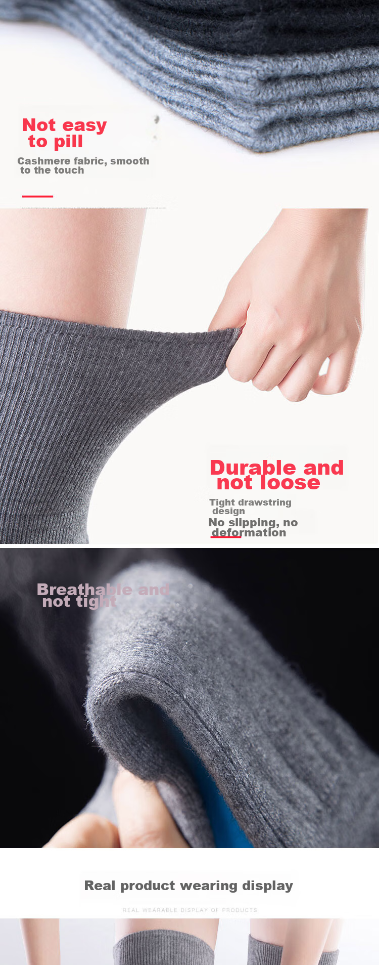 LAC Cashmere Knee Warmers for Cold Legs, Sports Knee Pads, Fleece-Lined Winter Protection for Middle-Aged And Elderly Men And Wome 3