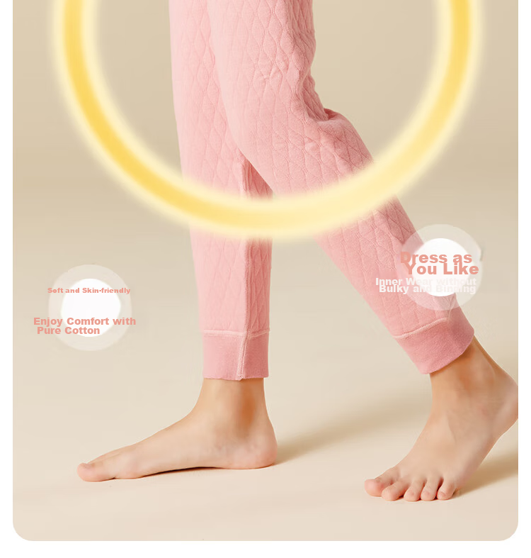 LangSha [7A Antibacterial Three-Layer Padded] Children's Autumn Pants, Girls' Thermal Underwear, Middle School Students' Thickened School Uniform Essential, Cotton Thermal Pants 9