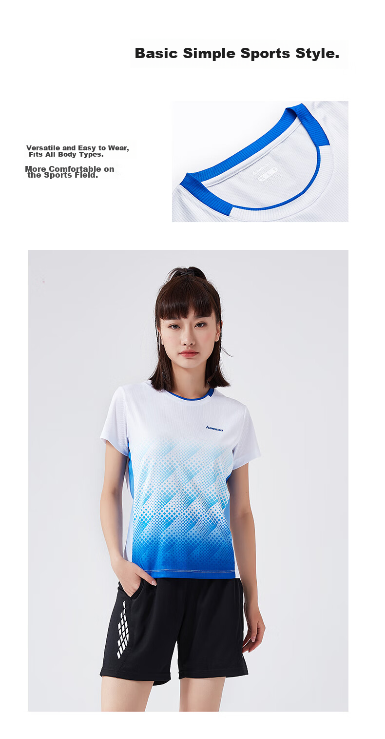 KAWASAKI Clearance Sale Professional Badminton Shirt, Women's Sports Short-Sleeve T-Shirt, Quick-Dry K2013, White, M 5