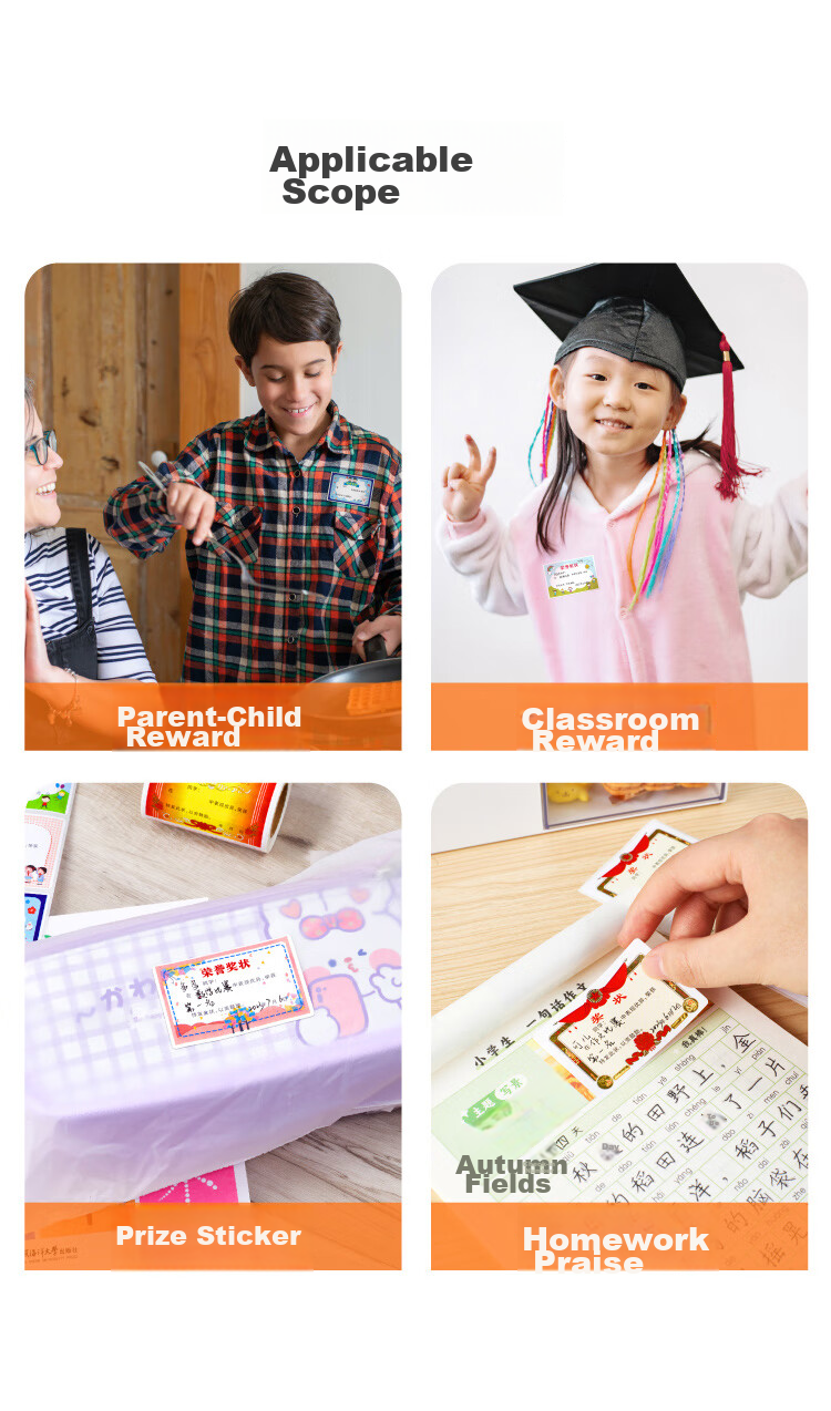 DSB (Disbi) Mini Certificate Stickers for Primary School Students, Kindergarten Children, And Reward Recognition Stickers - Assorted Pack/2 Rolls 200 Stickers RS-202 12
