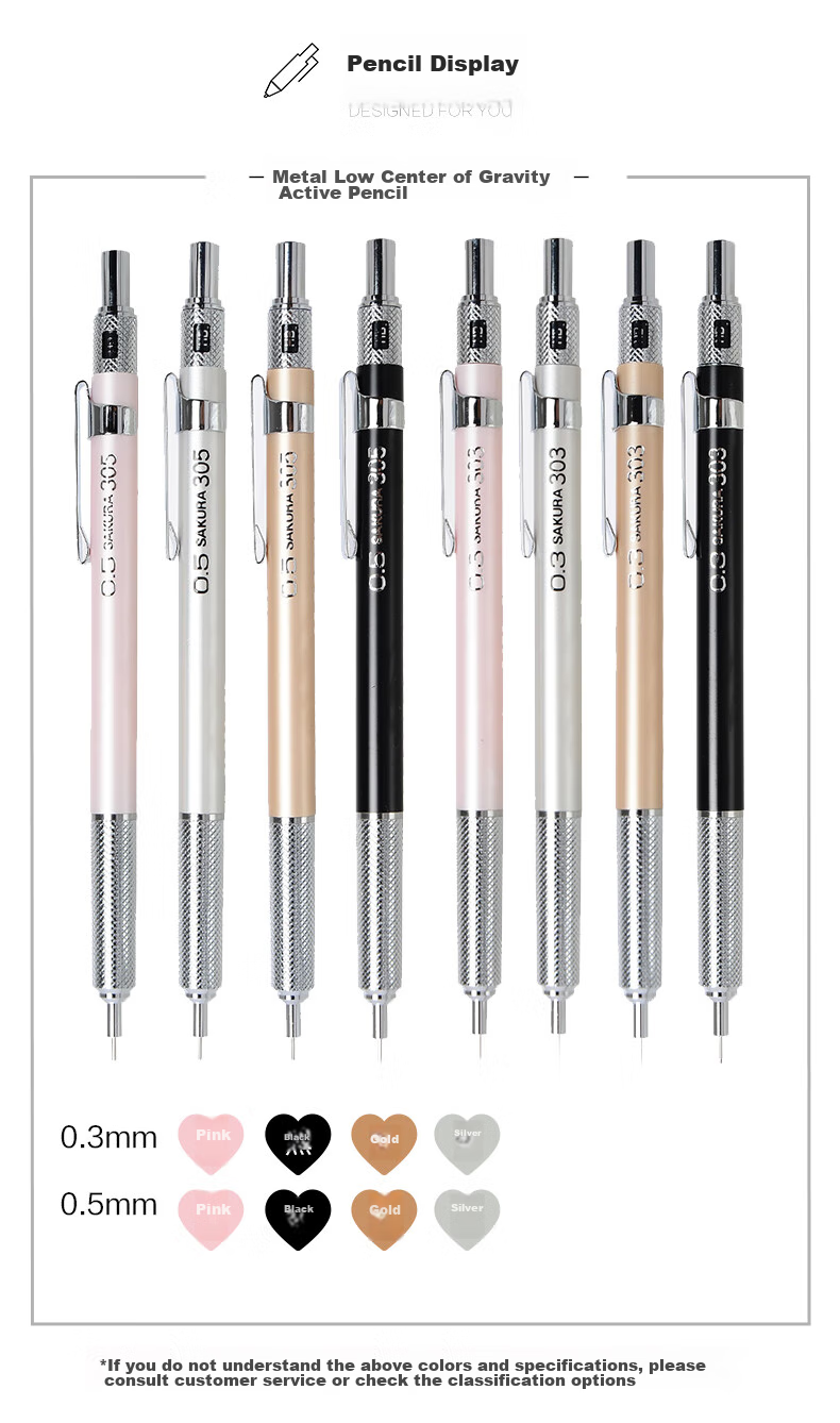 SAKURA Double-Knocking Mechanical Pencil, 0.5mm Lead Tip, Extendable, for Primary And Secondary School Students, Writing, Drawing, Sketching, Quick-Drawing, Durable Pencil, Deep Blue 3