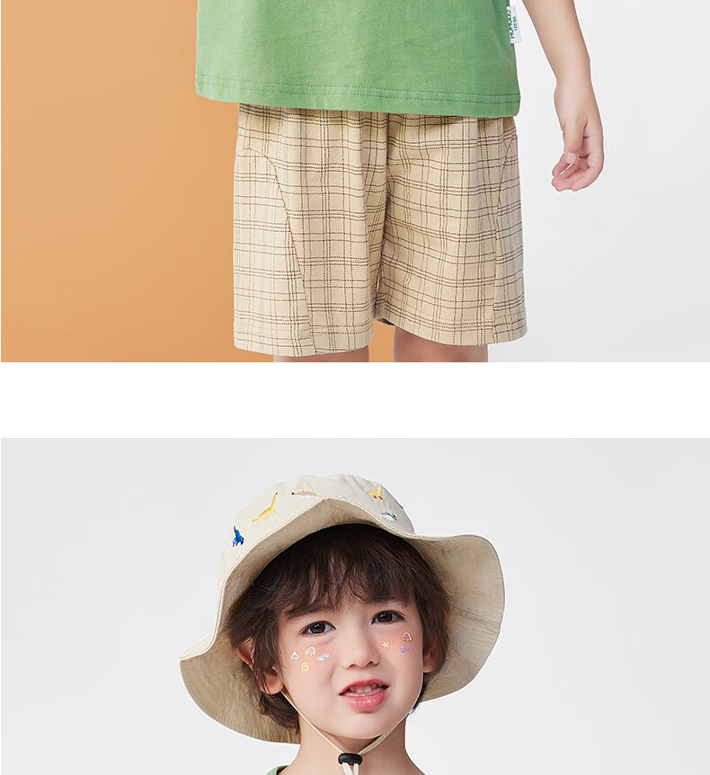 Mini Wooden House Kids Summer Short Sleeve Set Boys Girls Printed T-Shirt and Shorts Cute Elephant Ears 120 8