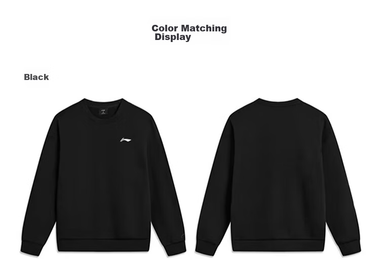Li-Ning Sports Sweatshirt for Men, Spring 2026 Round Neck Pullover, Hoodless Simple Solid Color Loose Casual Workout Fitness Long-Sleeve Top 17