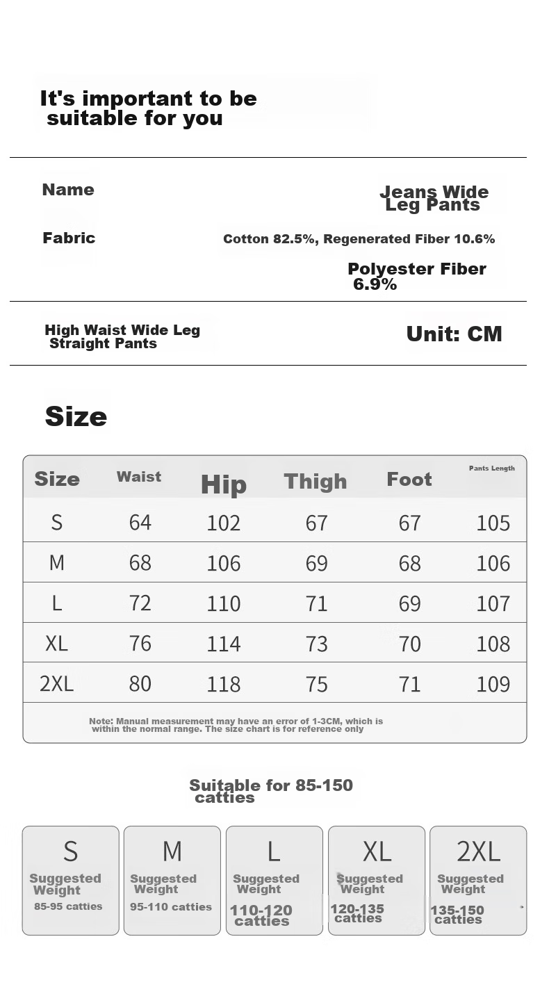 Ziyouxi Wide-Leg Jeans for Women, Autumn 2025 New Style, High-Waisted Slimming Loose-Fitting Draping Casual Straight-Leg Pants 10