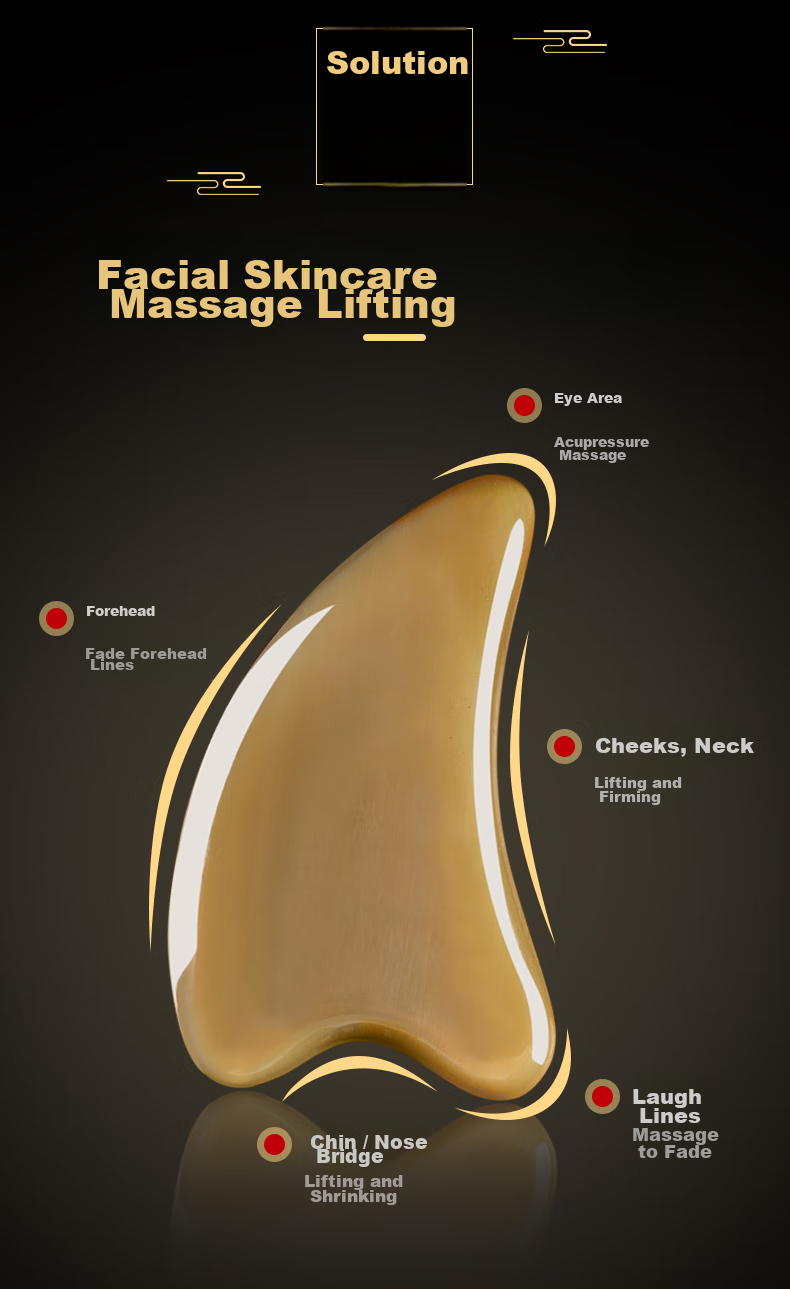 CAIYAOSHI White Buffalo Horn Gua Sha Board for Facial Beauty Massage, Nasolabial Folds, Fish Tail Lines, Lifting, Health Care, Moisture Removal, Student Dormitory, Mid-Autumn Festival Gift for Women, Girls, Elders, Parents, Teachers, Thick 12mm 9