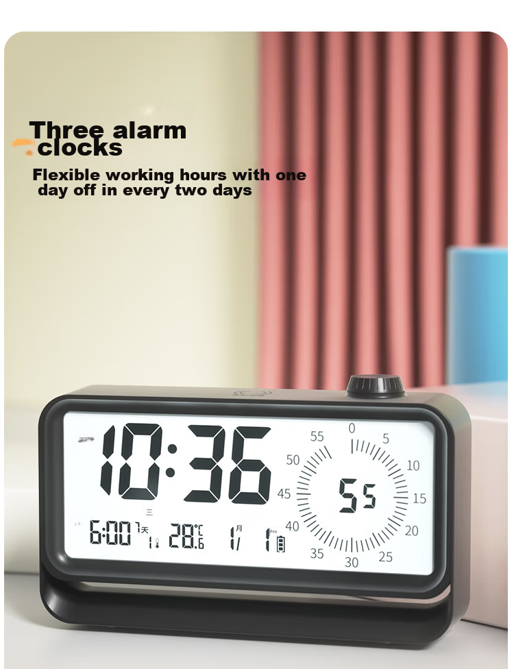 Compas Electronic Student Alarm Clock, Visual Timer, Night Light, Children's Countdown Time Management Device, 2818 Black, New Year Gift, Back-To Seaso 8
