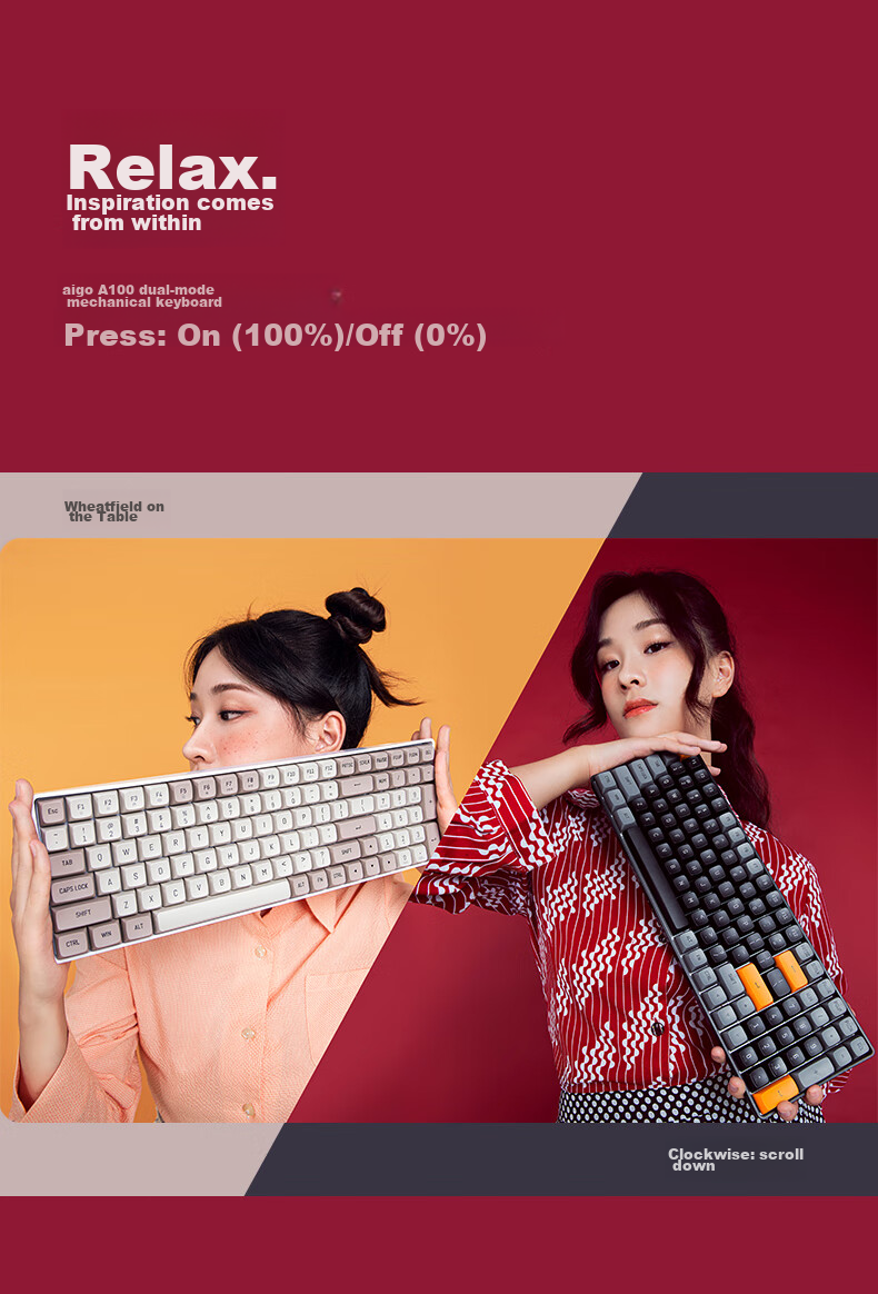 Aigo AG98 Customizable Keyboard Mechanical Gaming And Office Keyboard RGB Backlit Full Hot-Swappable Tri-Mode Gasket Structure Interstellar Journey - Kaiva Ice Cream Pro 4