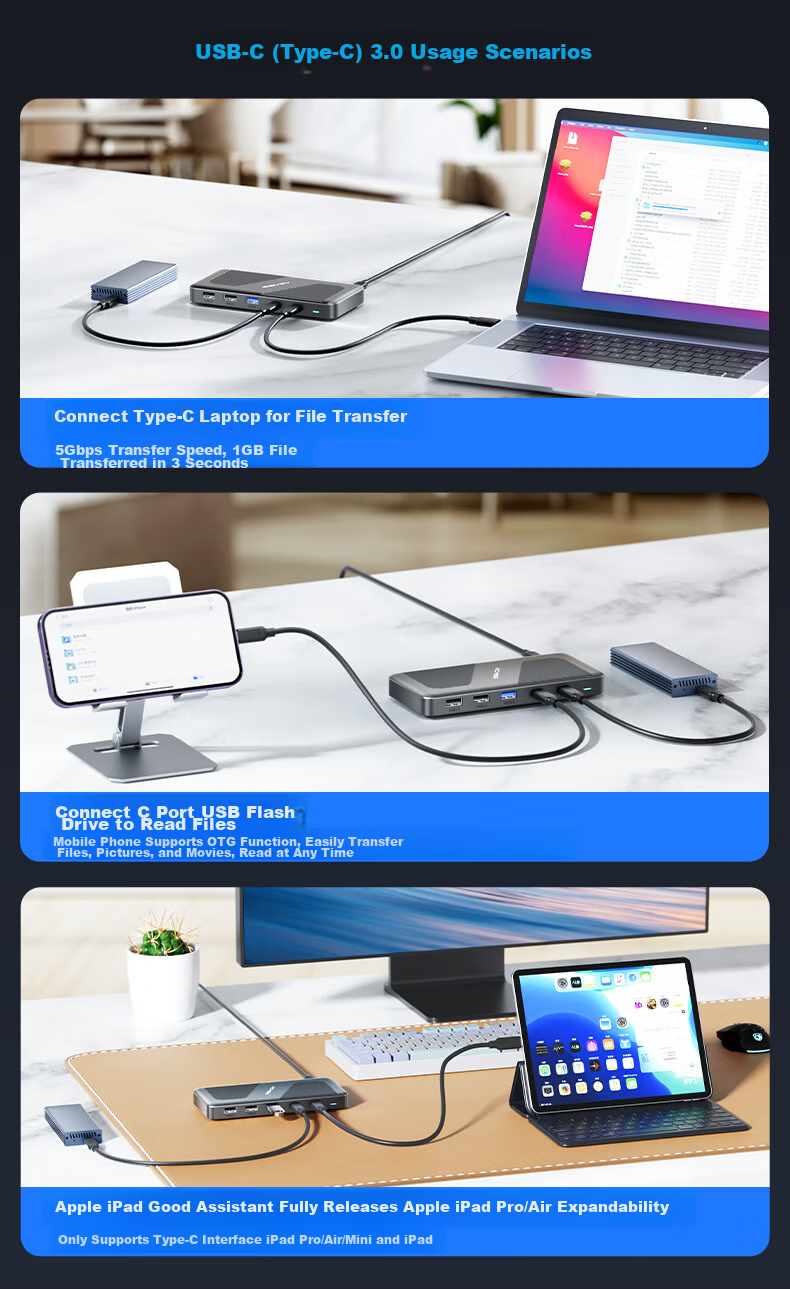 Acasis USB4 Expansion Dock, Desktop Hub, Ultra HD 8K Triple Display, Dual Output, Desktop Office Expansion Dock, Thunderbolt Compatible with Apple And Huawei, for Laptops, DS-9003 17