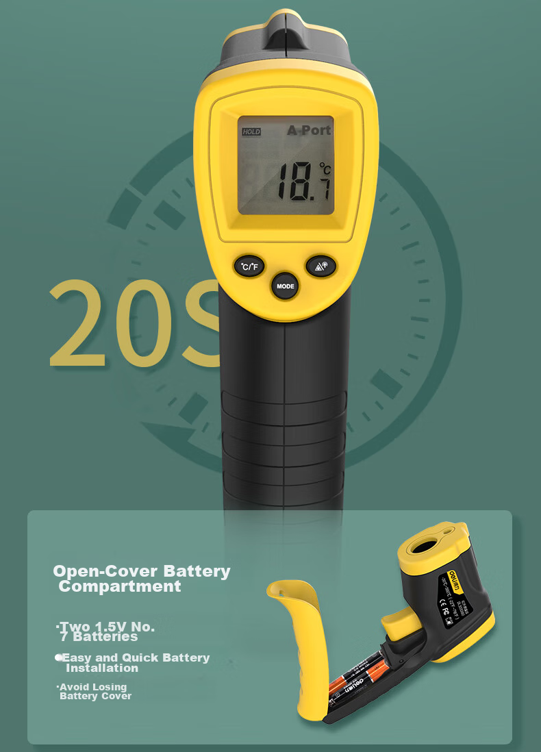 Deli Infrared Thermometer, Industrial High-Precision Temperature Gun, Kitchen Baking Water And Oil Temperature Meter 12