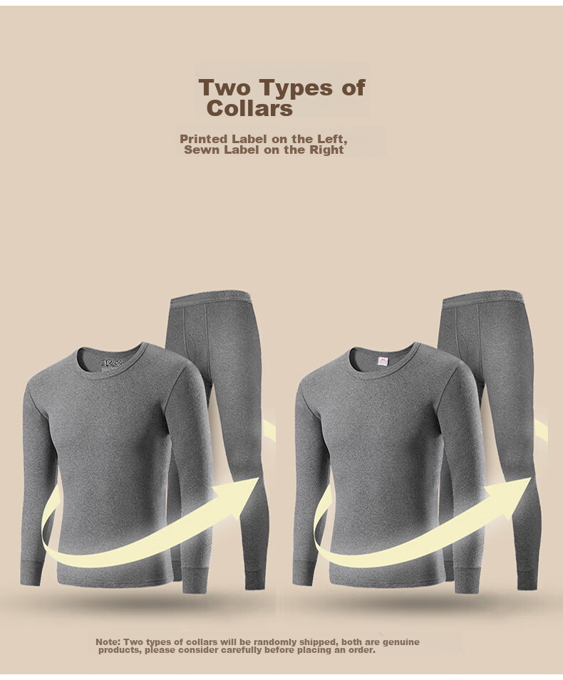 LangSha Autumn Underwear Set for Men, Pure Cotton Antibacterial Thin Style Round Neck Thermal Underwear Set for Young Men, Winter Seaso 16