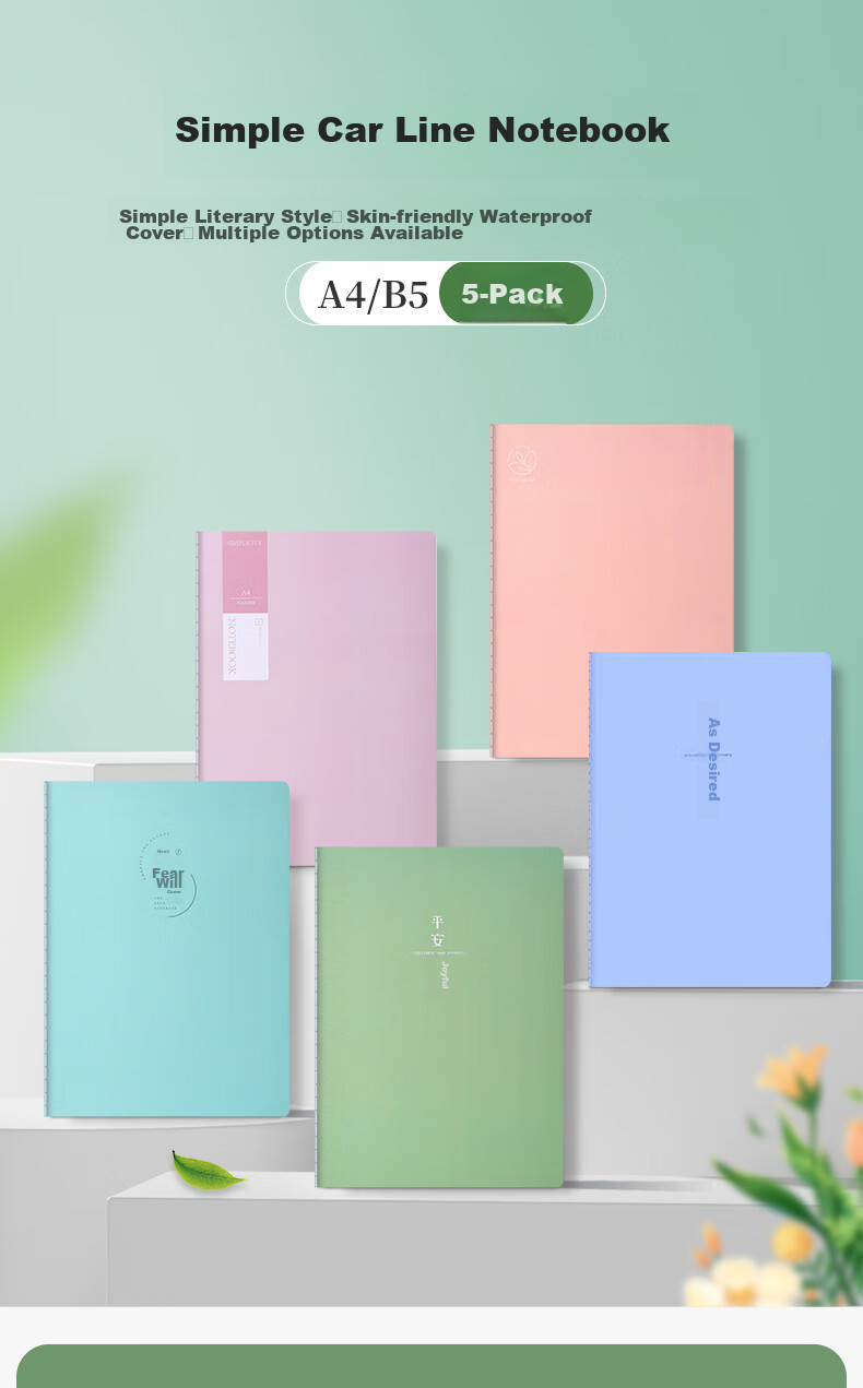 Youxueku A5 Soft Cover Lined Notebook, High-Quality Stitched Notebook for Students And Exam Preparation, Error Correction Book with Text Style, Sweet Design, 4-Pack Set, Mid-Autumn Festival Gift 1