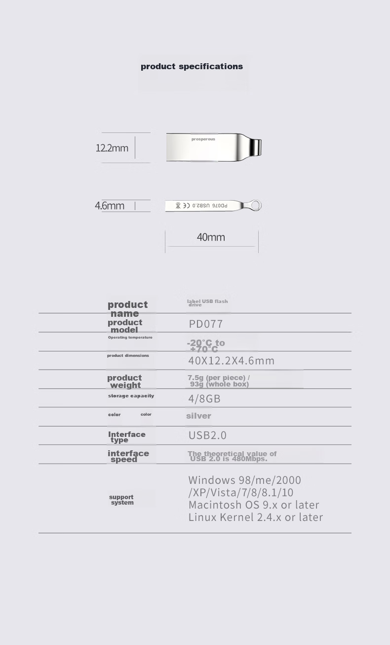 DM Daimai 8GB USB2.0 Flash Drive, Bidding USB Drive PD077, Small Capacity Label USB Drive for Bidding, 10 Pieces/box 8
