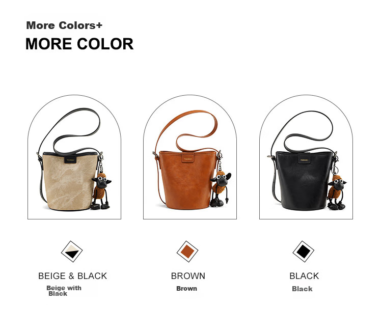 TEENMIX Leather Handbag, Women's Crossbody Bag, Versatile Bucket Bag, Shoulder Bag for Women, Valentine's Day Gift for Girlfriend 17