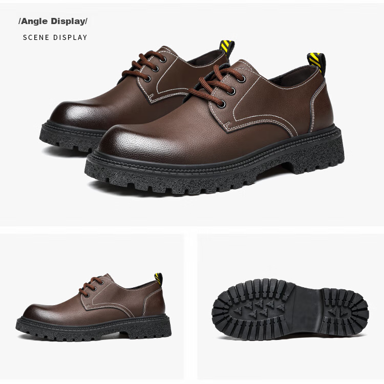CARTELO , CARTELO British-Style Brogue Shoes, Men's Business Casual Leather Shoes, Thick-Soled Height-Increasing Shoes, 9789 Black, Size 41 15