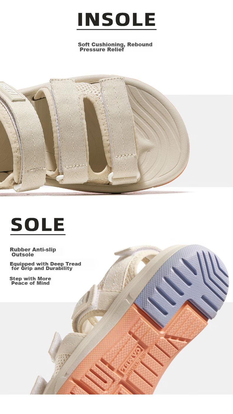 CAMEL Magic Tape Colorblock Beach Sandals Women Sports Casual Shoes X24B16L2029 Black Size 40 3