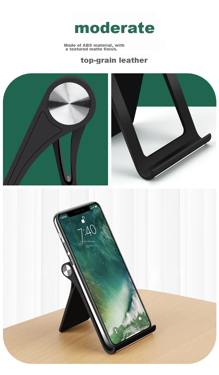BUBM Phone, IPad And Tablet Desktop Stand, Creative Adjustable Multifunctional Lazy Phone Holder, Universal Anti-Slip Foldable Portable Phone Stand for Live Streaming And Video Recording, ZMZJ Piano Black 7