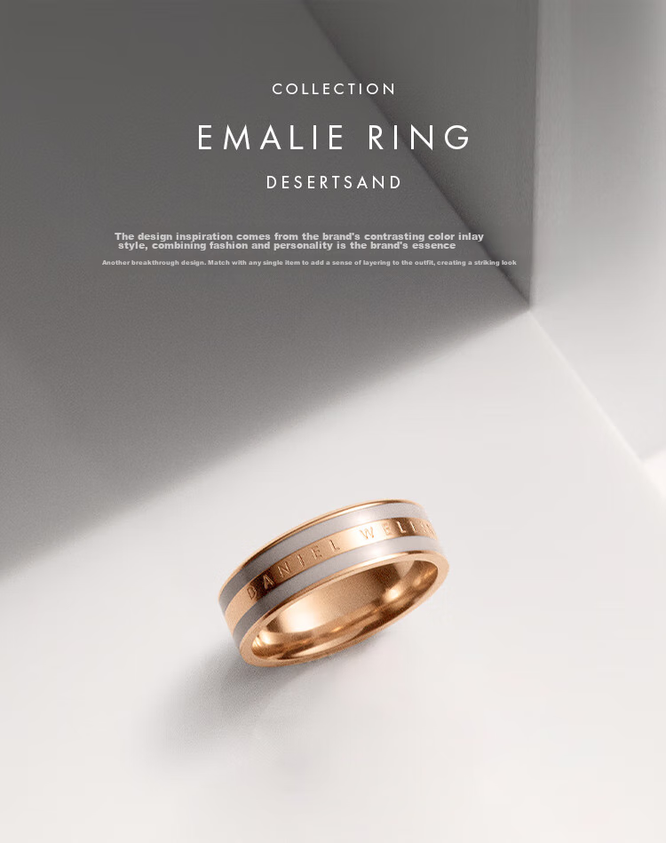 DanielWellington DW Ring for Women, Morning Mist Gray Rose Gold Size 48 Couple Rings DW053 Birthday Gift for Wome 1