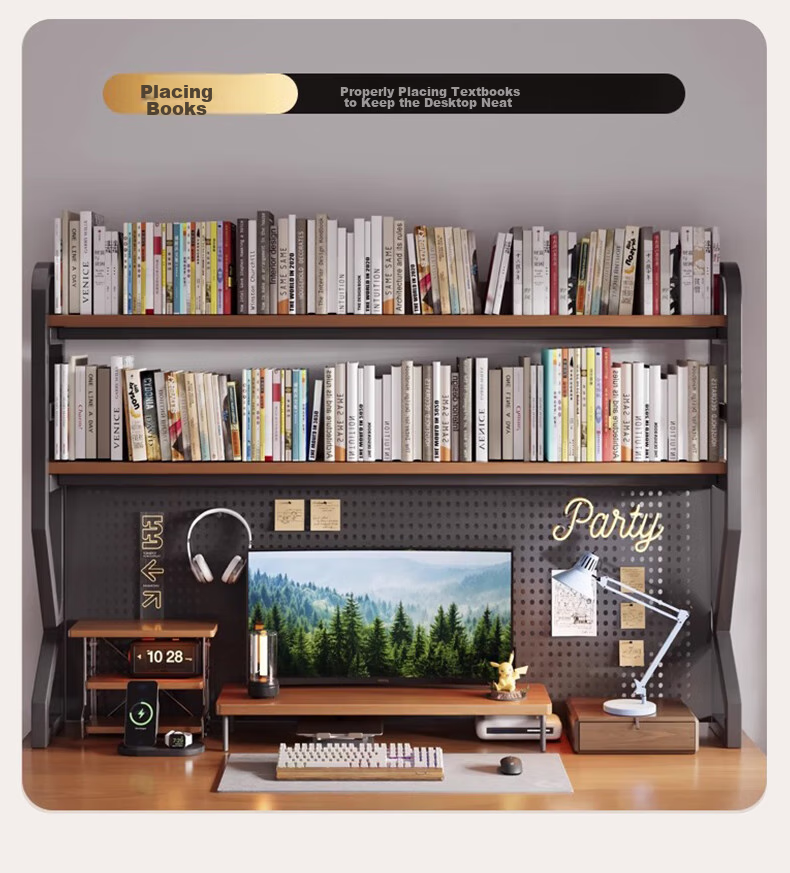 Quanpinwu Computer Desk with Storage, Gaming Desk, Study Table, Organizer Shelf, Pegboard Combination All-In Office Desk 10