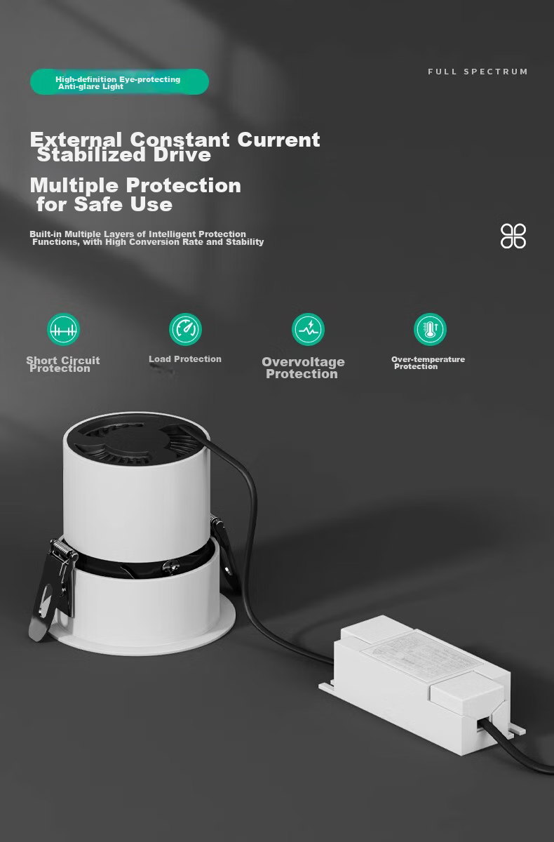 JIAOJIAOZHE Small Hill Spotlight, Recessed Anti-Glare Wall Washer Light, Narrow Frame LED Ceiling Light for Home Use, 7W White Cup, 4000K 18