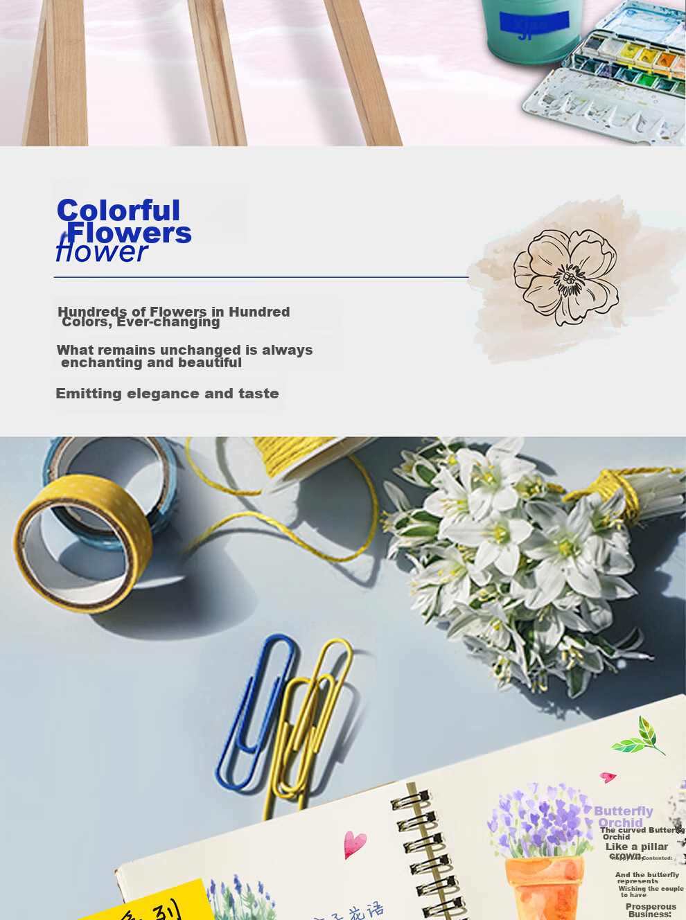 3M Sticky Notes, Memo Pads/Note Paper/Notepad, Office Supplies, School Stationery, Colorful Flowers, 5-Color Sticky Notes with Pull-Out Labels, 688MC-3 4