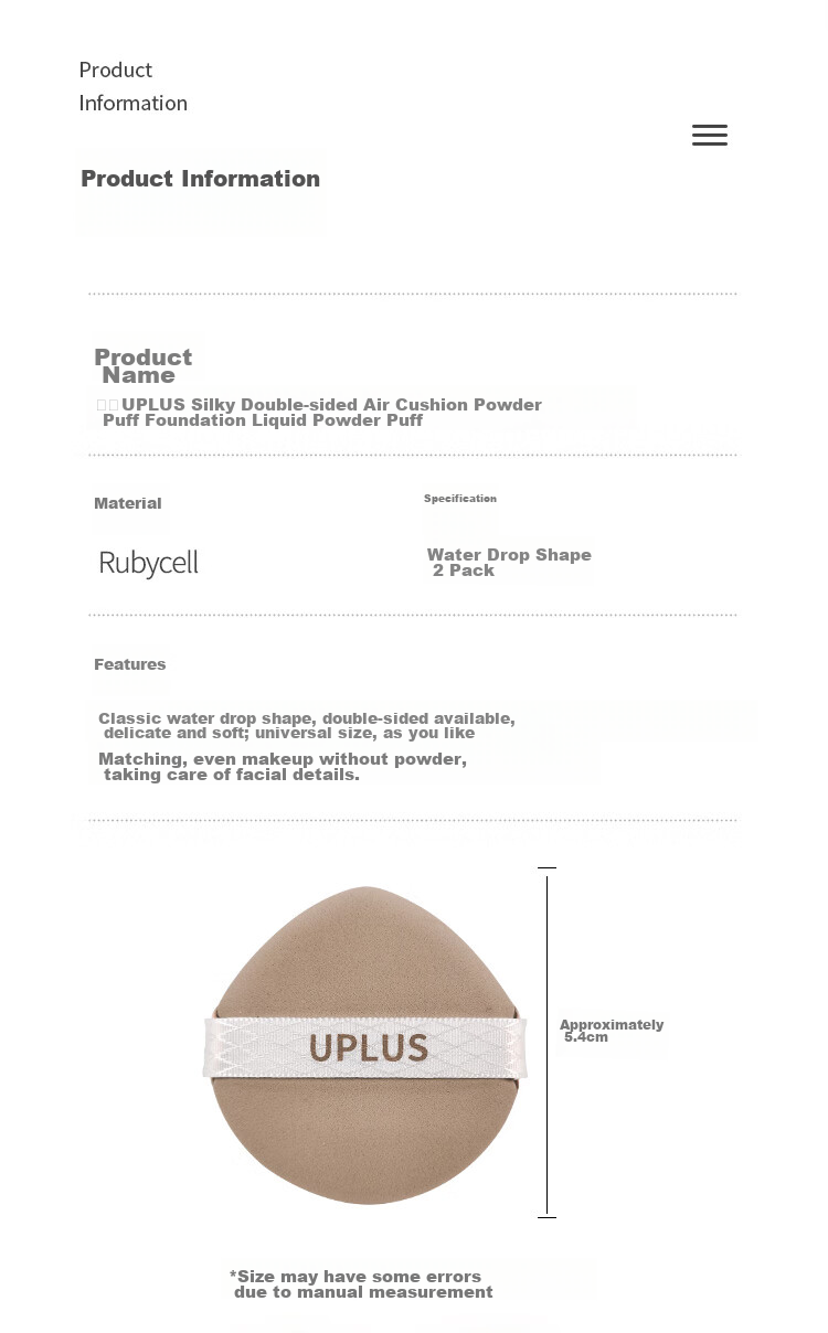 UPLUS Silky Double-Sided Air Cushion Powder Puff Foundation Liquid Powder Puff 2 Pieces, Marshmallow Powder Puff for Dry And Wet Use, No Powder Absorptio 2