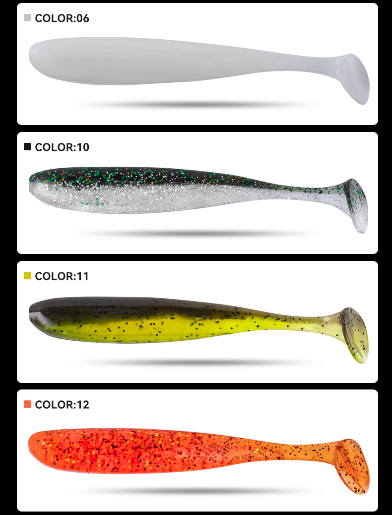 Guowangliya Soft Bait with T-Tail, Freshwater Mandarin Fish Bait, Lead Head Hook, Bottom Fishing for Bass And Snakehead, Artificial Bait, 6.3cm/02 Color/16 Pieces 10