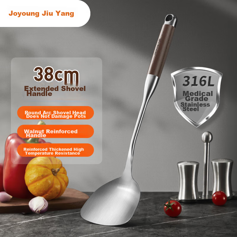 Кухонная лопатка Joyoung, 316L нержавеющая сталь, термостойкая деревянная ручка, специально разработана для вока, китайская лопатка