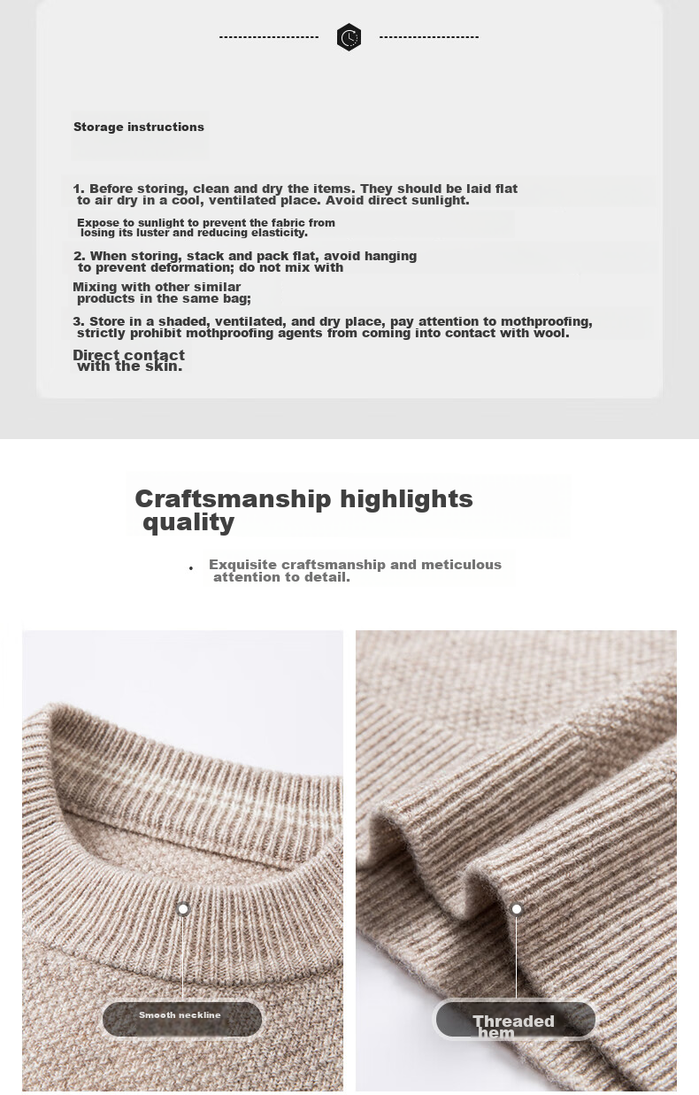 FIRS 100% Wool Sweater for Men [Thickened Version], Winter Warm Round Neck Pullover Knit Base Layer, Men's Clothing 6