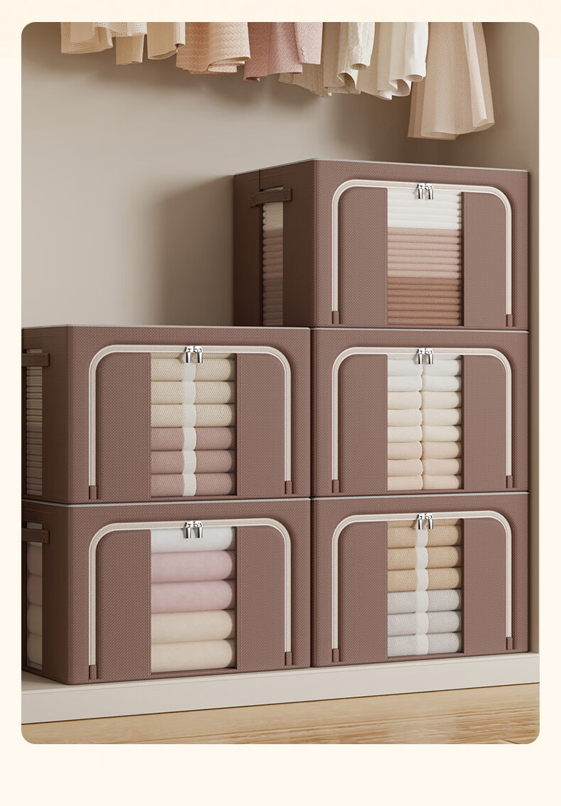Baicaoyuan Oxford Fabric Storage Box, Clothes And Quilt Organizer, Wardrobe Storage Container, 88L Pink, 1 Piece 11