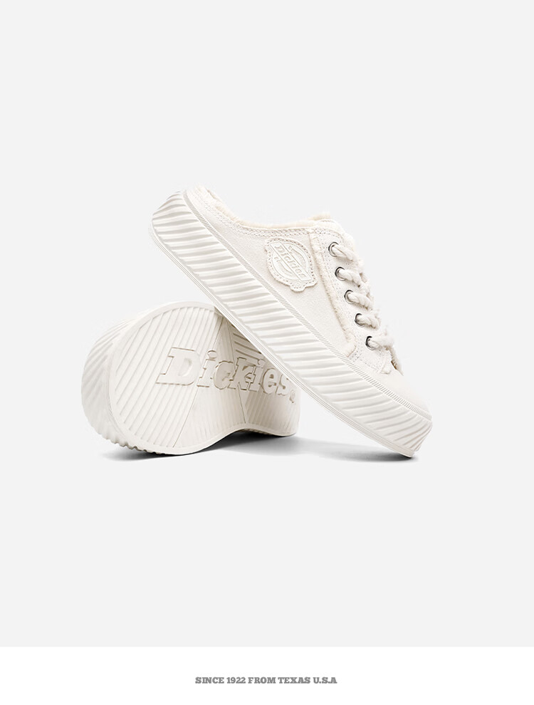 Dickies Slip-On Couple Canvas Shoes, Women's Casual Shoes, Flat Shoes, Lazy Half Slippers, Beige, Size 36 5