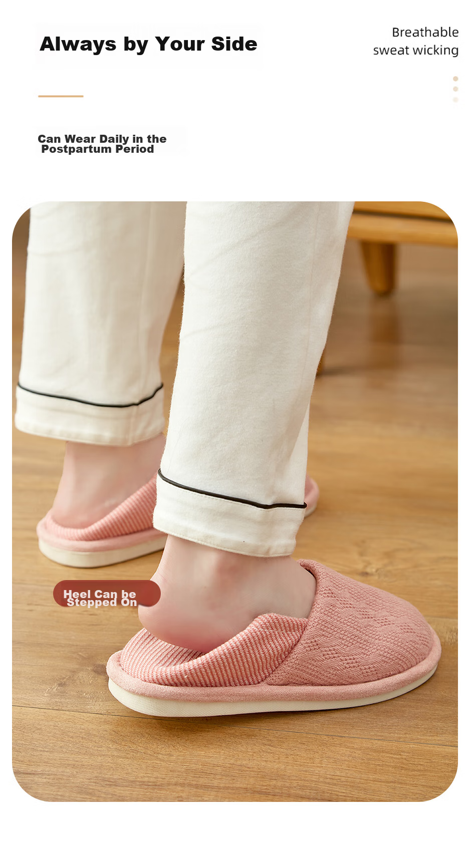 GUOLUOFEI Postpartum Shoes, Maternity Heel Covers, Spring And Summer Confinement Shoes for Women, Summer Cotton Slippers for Pregnant Women, Pink, Size 36-37 7