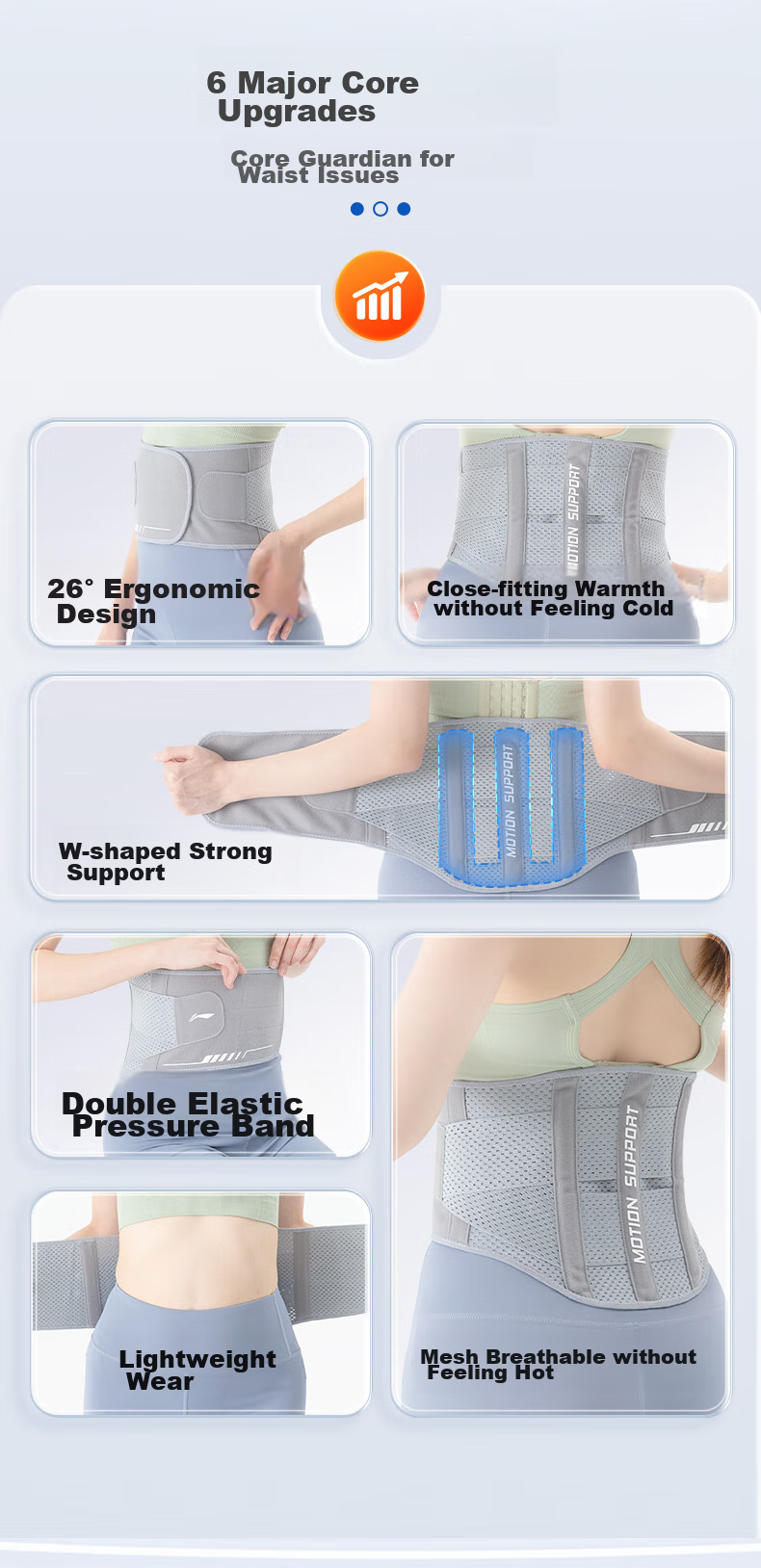 Li-Ning Back Support Belt for Men And Women, Lumbar Disc Herniation, Lumbar Muscle Strain, Elderly, Warmth, Medical-Grade, Long-Sitting Waist Support 3