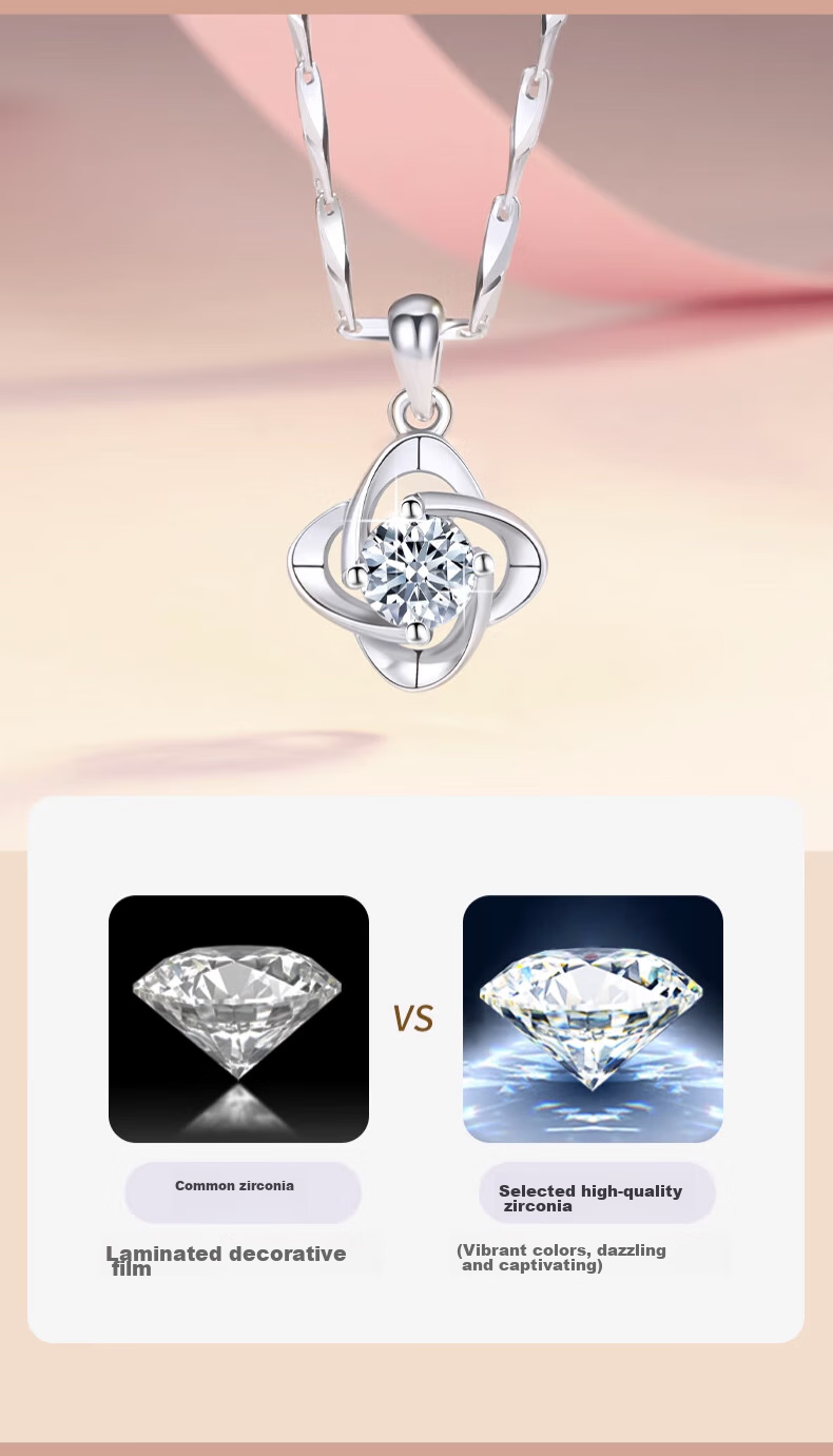 Zhoubaifu [1000+ Stores] Four-Leaf Clover Necklace for Women, Luxurious Silver Pendant, Birthday Gift for Girlfriend Or Wife 8